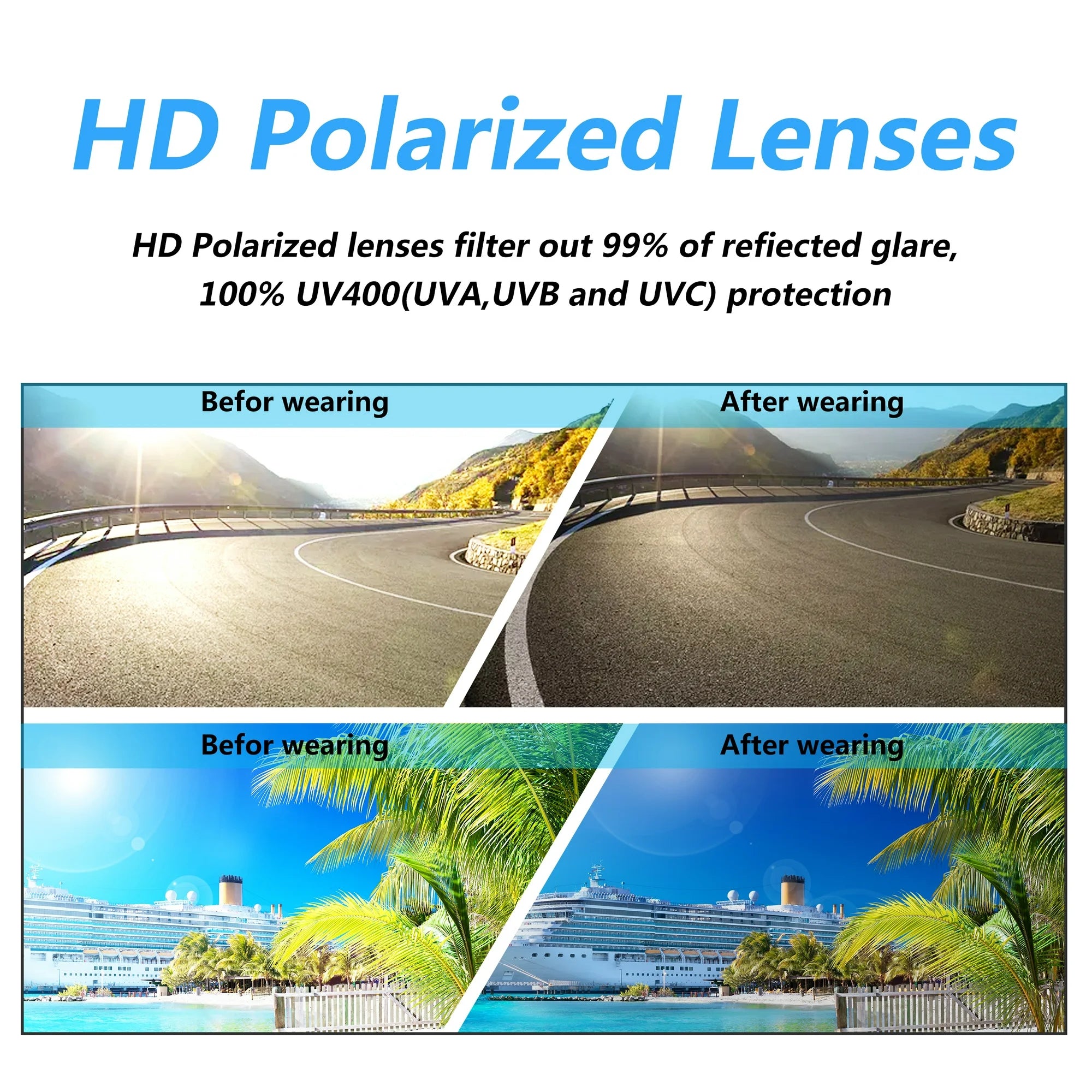 PUKCLAR Mens Driving Sunglasses Polarized Sports Sunglasses Al-Mg Metal Frame Cycling Fishing Golf Goggles